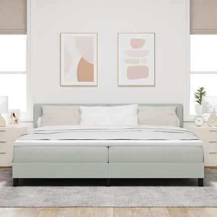 LED Box Spring Bed med hovedgærde Lysegrå 200 x 200 cm Fløjl