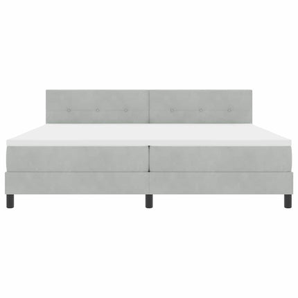 LED Box Spring Bed med hovedgærde Lysegrå 200 x 200 cm Fløjl