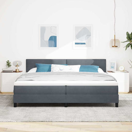 LED Box Spring Bed med hovedgærde Mørkegrå 200 x 200 cm Fløjl