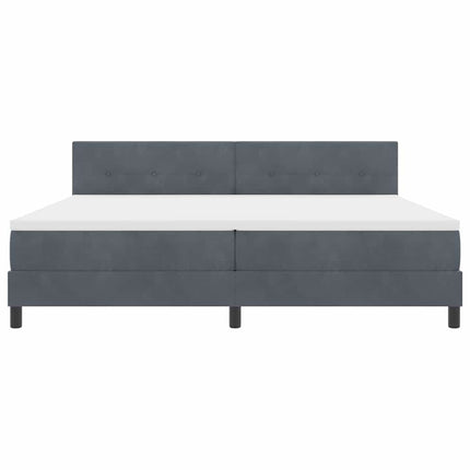 LED Box Spring Bed med hovedgærde Mørkegrå 200 x 200 cm Fløjl