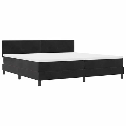 LED Box Spring Bed med LED-lysstrimler Sort 200 x 200 cm Fløjl