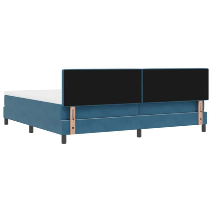 LED Box Spring Bed med hovedgærde Mørk blå 200 x 200 cm Fløjl