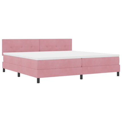 LED Box Spring Bed med hovedgærde Lyserød 200 x 200 cm Fløjl