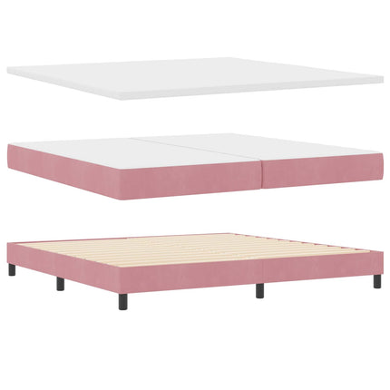 LED Box Spring Bed med hovedgærde Lyserød 200 x 200 cm Fløjl