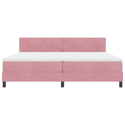LED Box Spring Bed med hovedgærde Lyserød 200 x 200 cm Fløjl