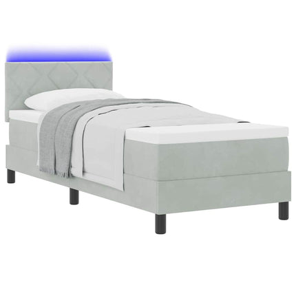 LED Box Spring Bed med hovedgærde Lysegrå 80 x 200 cm Fløjl