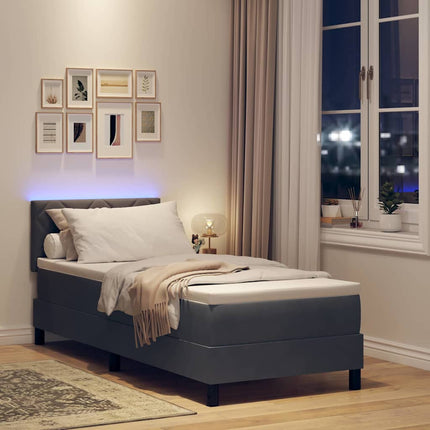 LED Box Spring Bed med hovedgærde Mørkegrå 80 x 200 cm Fløjl