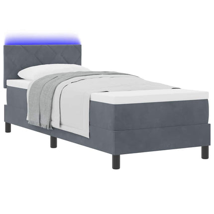LED Box Spring Bed med hovedgærde Mørkegrå 80 x 200 cm Fløjl