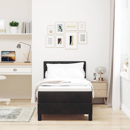 LED Box Spring Bed med hovedgærde Sort 80 x 200 cm Fløjl