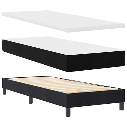 LED Box Spring Bed med hovedgærde Sort 80 x 200 cm Fløjl