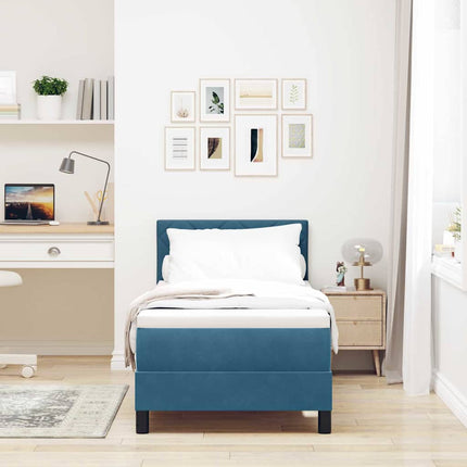 LED Box Spring Bed med hovedgærde Mørk blå 80 x 200 cm Fløjl