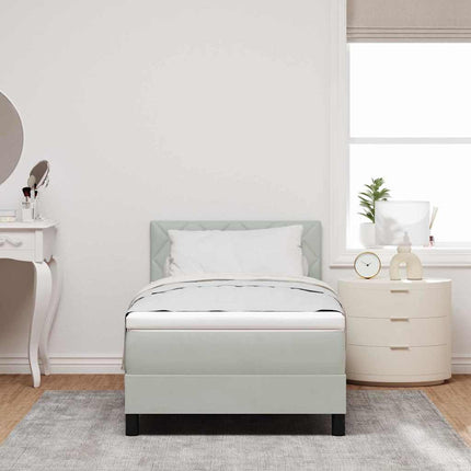 LED Box Spring Bed med hovedgærde Lysegrå 90 x 190 cm Fløjl
