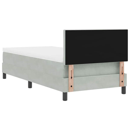 LED Box Spring Bed med hovedgærde Lysegrå 90 x 190 cm Fløjl