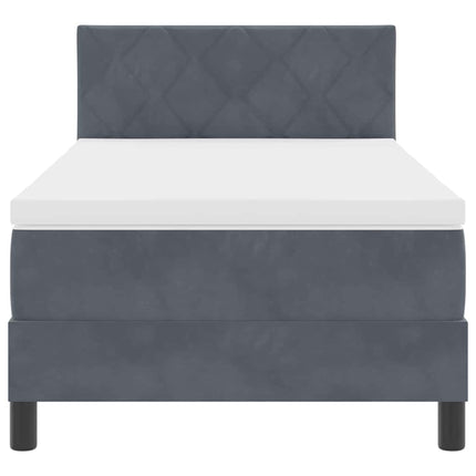 LED Box Spring Bed med hovedgærde Mørkegrå 90 x 190 cm Fløjl