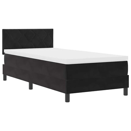 LED Box Spring Bed med hovedgærde Sort 90 x 200 cm Fløjl