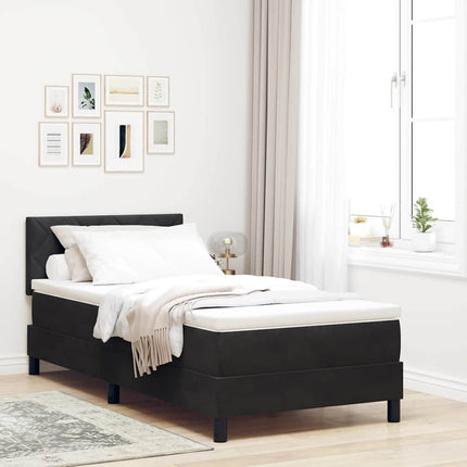 LED Box Spring Bed med hovedgærde Sort 100 x 200 cm Fløjl