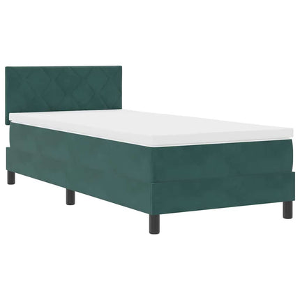 LED Box Spring Bed med hovedgærde Mørkegrøn 100 x 200 cm Fløjl