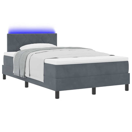 LED Box Spring Bed med hovedgærde Mørkegrå 120 x 190 cm Fløjl