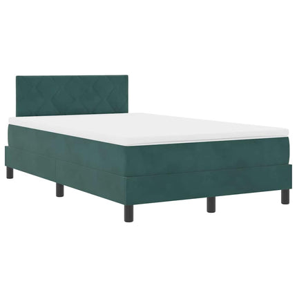 LED Box Spring Bed med hovedgærde Mørkegrøn 120 x 190 cm Fløjl