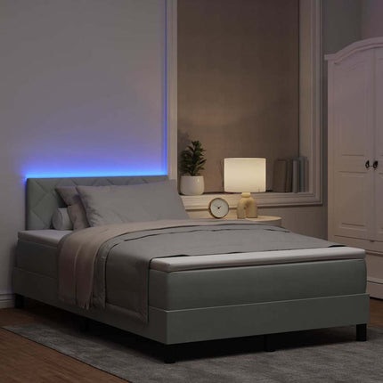 LED Box Spring Bed med hovedgærde Lysegrå 120 x 200 cm Fløjl
