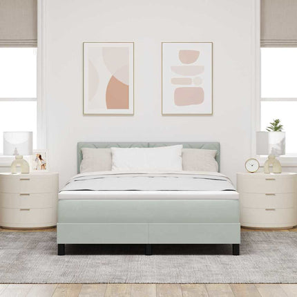 LED Box Spring Bed med hovedgærde Lysegrå 140 x 190 cm Fløjl