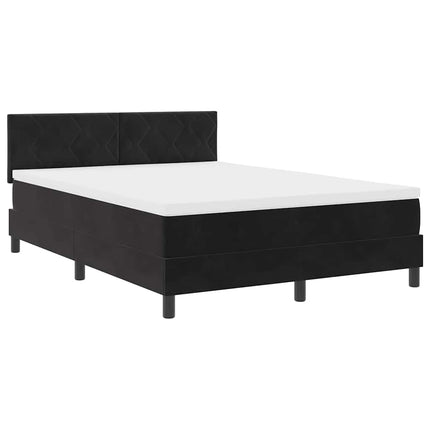 LED Box Spring Bed med hovedgærde Sort 140 x 190 cm Fløjl