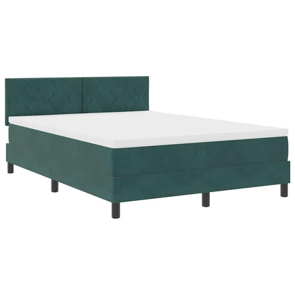 LED Box Spring Bed med hovedgærde Mørkegrøn 140 x 190 cm Fløjl