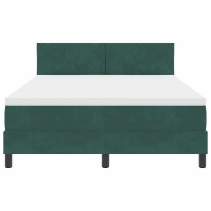 LED Box Spring Bed med hovedgærde Mørkegrøn 140 x 190 cm Fløjl