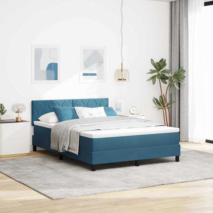 LED Box Spring Bed med hovedgærde Mørk blå 140 x 190 cm Fløjl