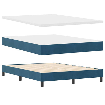 LED Box Spring Bed med hovedgærde Mørk blå 140 x 190 cm Fløjl