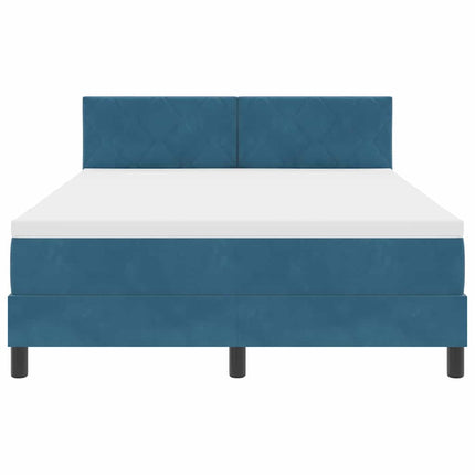 LED Box Spring Bed med hovedgærde Mørk blå 140 x 190 cm Fløjl