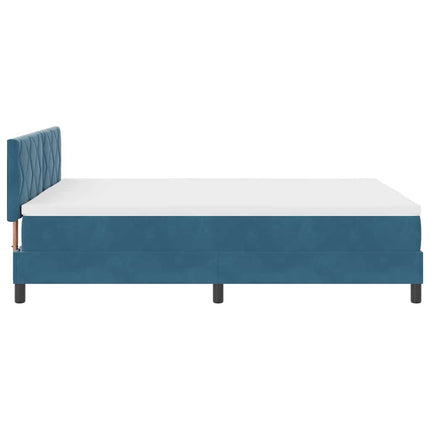 LED Box Spring Bed med hovedgærde Mørk blå 140 x 190 cm Fløjl