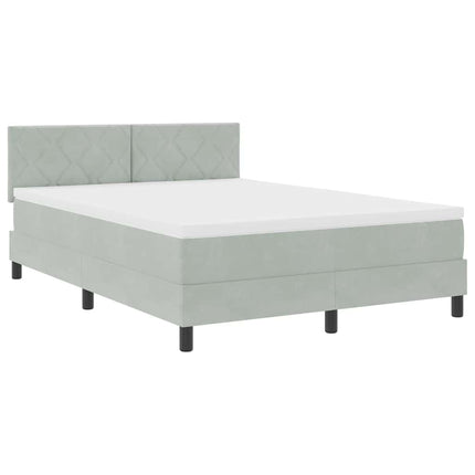 LED Box Spring Bed med hovedgærde Lysegrå 140 x 200 cm Fløjl