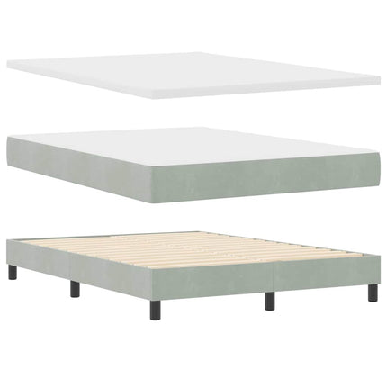 LED Box Spring Bed med hovedgærde Lysegrå 140 x 200 cm Fløjl