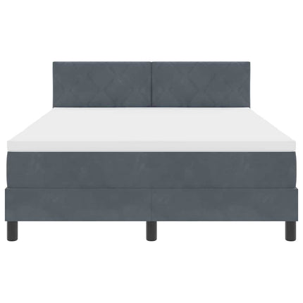 LED Box Spring Bed med hovedgærde Mørkegrå 140 x 200 cm Fløjl