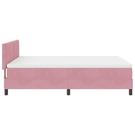 LED Box Spring Bed med hovedgærde Lyserød 160 x 200 cm Fløjl