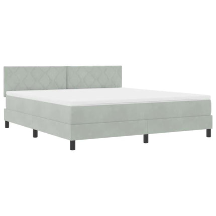 LED Box Spring Bed med hovedgærde Lysegrå 180 x 200 cm Fløjl