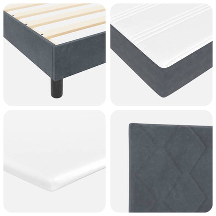 LED Box Spring Bed med hovedgærde Mørkegrå 180 x 200 cm Fløjl