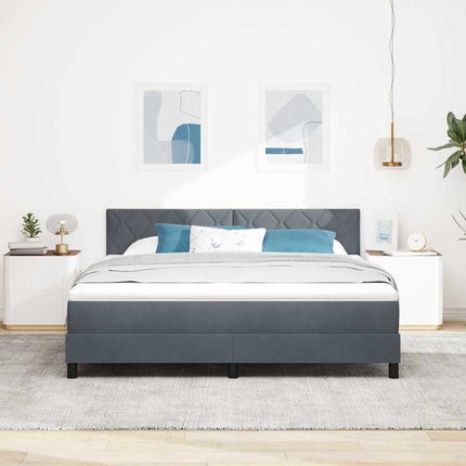 LED Box Spring Bed med hovedgærde Mørkegrå 180 x 200 cm Fløjl