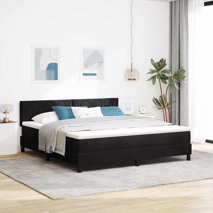 LED Box Spring Bed med hovedgærde Sort 180 x 200 cm Fløjl