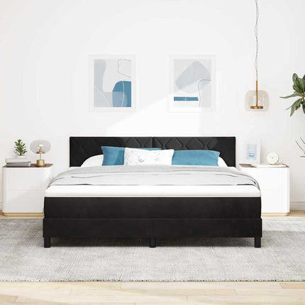 LED Box Spring Bed med hovedgærde Sort 180 x 200 cm Fløjl