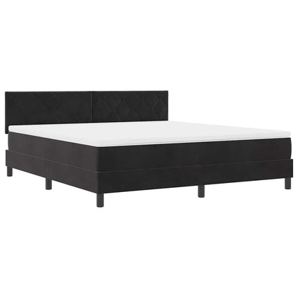 LED Box Spring Bed med hovedgærde Sort 180 x 200 cm Fløjl