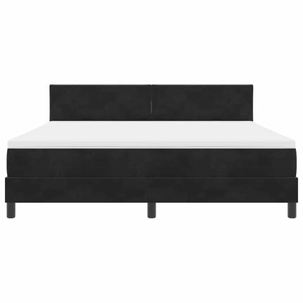 LED Box Spring Bed med hovedgærde Sort 180 x 200 cm Fløjl