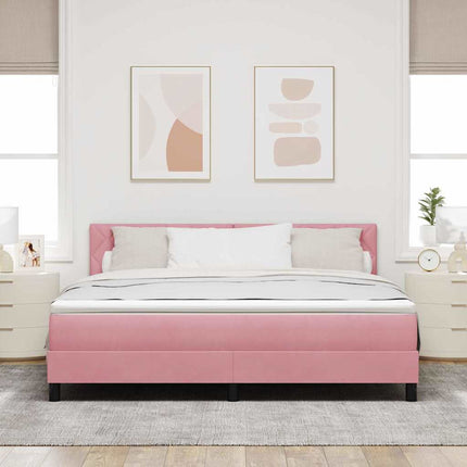 LED Box Spring Bed med hovedgærde Lyserød 180 x 200 cm Fløjl