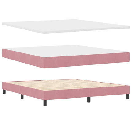 LED Box Spring Bed med hovedgærde Lyserød 180 x 200 cm Fløjl