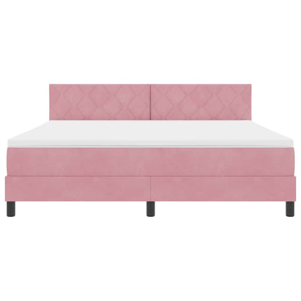 LED Box Spring Bed med hovedgærde Lyserød 180 x 200 cm Fløjl