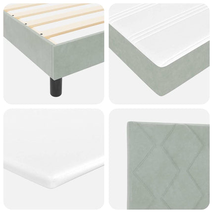 LED Box Spring Bed med hovedgærde Lysegrå 200 x 200 cm Fløjl