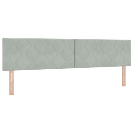 LED Box Spring Bed med hovedgærde Lysegrå 200 x 200 cm Fløjl
