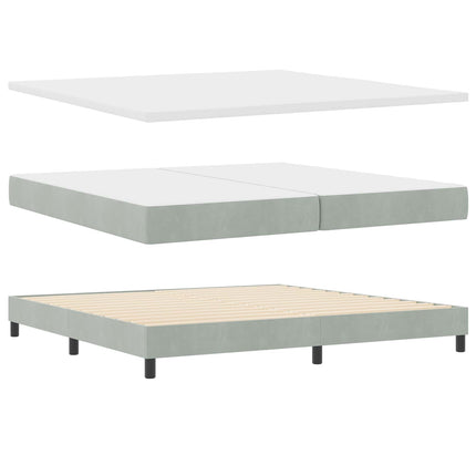 LED Box Spring Bed med hovedgærde Lysegrå 200 x 200 cm Fløjl