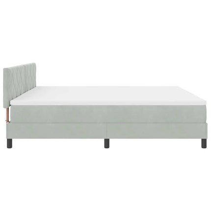 LED Box Spring Bed med hovedgærde Lysegrå 200 x 200 cm Fløjl
